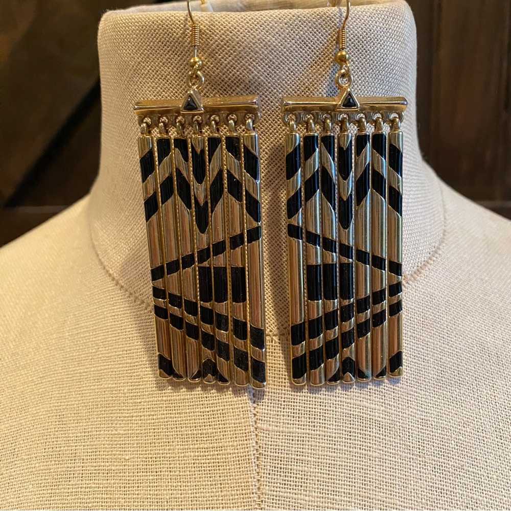 House of Harlow 1960 gold metal fringe earrings
